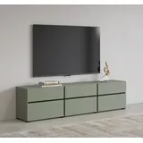 INOSIGN Lowboard »Cross, moderne grifflose TV-Kommode,3 Klappen/3 Schubkästen«, Breite 180 cm, TV-Schrank mit viel Stauraum, TV-Board grün