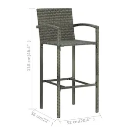 vidaXL Barhocker 4 Stk. Grau Poly Rattan