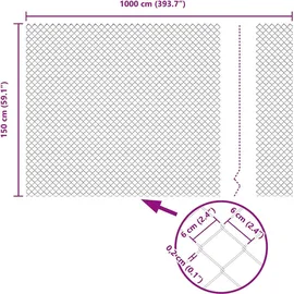 vidaXL Maschendrahtzaun Silber 10 x 1.5 m Galvanisierter Stahl vidaXL
