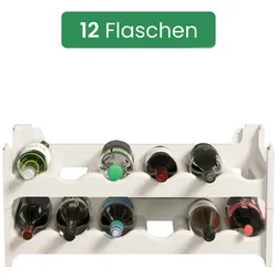 ARTECSIS Weinregal stapelbar Kunststoff für 12 Flaschen, stabiles Flaschenregal für Gastronomie und Lagerraum, erweiterbare Weinlagerung, Weiss
