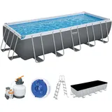 BESTWAY 5612B / 23 Aufstellpool Gerahmter Pool Rechteckig 19281 l Grau