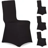 Relaxdays Stuhlhussen 4er Set Schwarz
