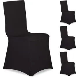 Relaxdays Stuhlhussen 4er Set Schwarz