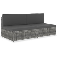 vidaXL Polyrattan Modulares 2-Sitzer Sofa grau 49523