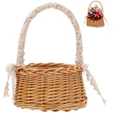 Handgemachte Korb Wicker Rattan Basket Rattan Korb Blumenmädchen Körbchen Obstkorb Weidenkorb Geflochten Blumenkörbe Picknickkorb Weidenkorb Gewebter Korb Für Hochzeit Tischdeko Landhausstil Deko