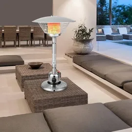 Goplus Terrassenheizer, Gasheizstrahler aus Aluminium & Edelstahl, Wärmestrahler mit Barometerregler & Gasschlauch & Kippschutz & Flammschutz, Hei... - Silber