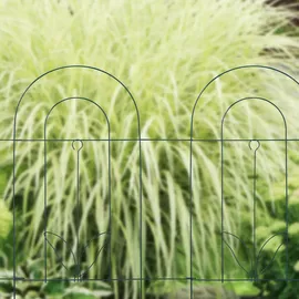 Relaxdays Beetzaun, 5-teilige Beetumrandung für Garten, Dekozaun aus Metall, zum Stecken, HxB: 62 x 244 cm, grün