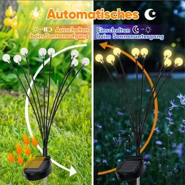 salcar 8 LED Solarleuchten Gartenleuchten 2 set LED Kugel 2 Leuchtmodi Warmweiß