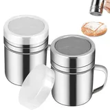 EJRUP 2 Stück Puderzuckerstreuer, Puderzuckermühle, Mehlstreuer mit Deckel und Griff, für Schokolade, Puderzucker, Zucker, Salz, Kakao, Mehl, Kaffee