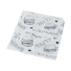 PAPSTAR Hamburger Tüten, aus Kraftpapier, Weiße Burgertüte mit modernem Hamburger Design, 1 Packung = 1000 Stück