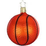 INGE-GLAS Christbaumschmuck Christbaumhänger Inge-Glas mit Sternenkrönchen, handbemalt und mundgeblasen, Basketball, 7.5 cm, Weihnachtsträume