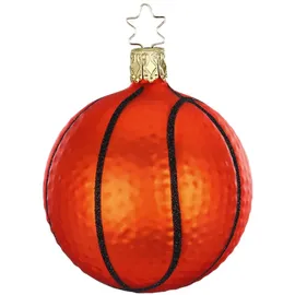 INGE-GLAS Christbaumschmuck Christbaumhänger Inge-Glas mit Sternenkrönchen, handbemalt und mundgeblasen, Basketball, 7.5 cm, Weihnachtsträume