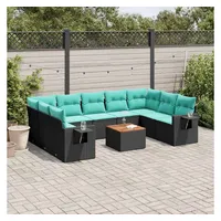 vidaXL Gartensofa-Set 10-tlg. Loungesofa schwarz