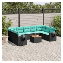 vidaXL Gartensofa-Set 10-tlg. Loungesofa schwarz