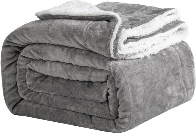 Gute Nacht Wurfdecke Sofa-Abdeckung Flauschige Fleece-Decke Sherpa-Decke für Sofas, Bettüberwurf, Reisedecke, weich, maschinenwaschbar (Grau, 130x150cm)