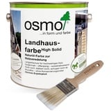 OSMO Landhausfarbe High Solid 2,5 L Fichtengelb 2203 Wetterschutzfarbe Wasserabweisend + Flächenstreicher Pinsel von Pfahler Gratis