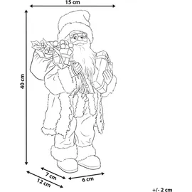Beliani Dekofigur Weihnachtsmann weiß / gold