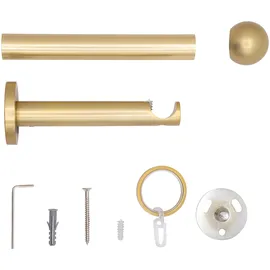 MYDECO 20mm,1-läufig,Rohr,Wandträger 12cm,Endstück ball Farbe: Messing-Matt, Größe: 180cm