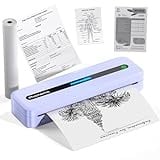 Phomemo M832 Thermodrucker, Monochromdrucker Unterstützen 210x297mm A4 Thermopapier, Mobiler Drucker A4 für Unterwegs Kompatibel mit Android und iOS für Phone & Laptop, Lila