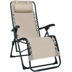 vidaXL Klappbarer Liegestuhl Creme Textilene