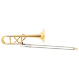 Lechgold QP-20GL Quartposaune - Stimmung: Bb/F - handgehämmertes Schallstück aus Goldmessing - zusätzlicher, verstellbarer Stimmzug am Quartventil - inkl. Protec Koffer