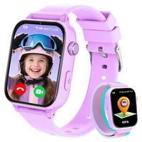 PTHTECHUS Smartwatch Kinder GPS und Telefon, 4G Uhr Kinder Smartwatch mit Videoanruf, Voice Chat, Schulmodus, WiFi, SOS Spiele, Wecker, Schrittzähler, Kinderuhr für Mädchen Jungen 4-12 Jahren, Violett