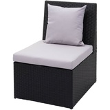 Poly-Rattan Sessel Gartenstuhl HWC-G16, Gastronomie schwarz, Kissen hellgrau