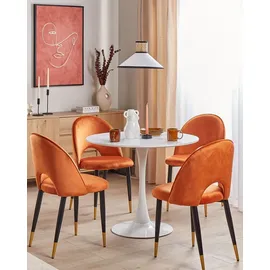 Beliani Esstisch weiß 90 cm MDF-Platte Metall Boca