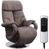 CAVADORE TV-Sessel Istanbul / Fernsehsessel mit elektrisch verstellbarer Relaxfunktion / 2 E-Motoren / 80 x 115 x 79 / Lederoptik: Grau