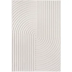 Teppich In-/Outdoor Kurzflor 3D-Raumwirkung Polypropylen Balkon Creme Rechteckig 140x200 | Kadima Design