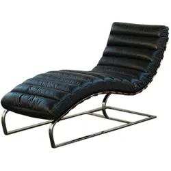 KAWOLA Relaxliege SIRY Polsterliege Leder schwarz