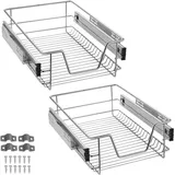 JNGLGO 2x Teleskopschublade Küchenschublade für 40 cm Schrank Küchenschrank Korbauszug Vollauszug 20kg Belastbar Schrankauszug