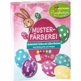 Heitmann Eierfarben - Kreativ Farb- & Bastelset - 5 Eierfärbetabletten in Gelb, Rot, Violett, Grün und Blau + Stickerbogen, Hasengesichter und Eierbecher