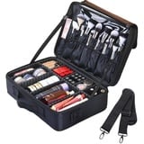 Aoucheni Kosmetikkoffer Kosmetiktasche Portable Reise Make Up Tasche, Schwarz schwarz