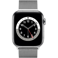 Apple Watch Series 6 GPS + Cellular 44 mm Edelstahlgehäuse silber, Milanaise Armband silber