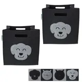 SILUK Filzkorb Korb Kinder Aufbewahrungsbox Spielzeugkiste für Kinderzimmer Spielzeug Faltbar (33x33x33) Aufbewahrung im Kallax Regal (Anthrazit, 2 x Hund)