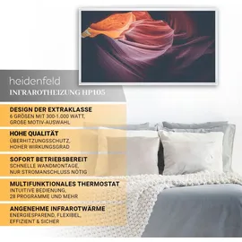 Heidenfeld Infrarotheizung HF-HP105, mit Bild, 16 Motive, 10 J. Garantie, Thermostat, Wandmontage (800 Watt, Sonnenaufgang)
