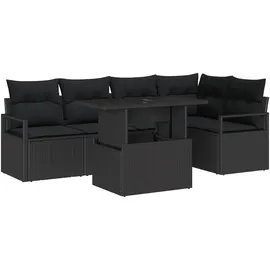 vidaXL Garten-Loungesofa-Set 6-tlg. schwarz