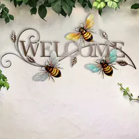 Harms Import Wand Schild Welcome Garten Haustür Dekoration Bienen