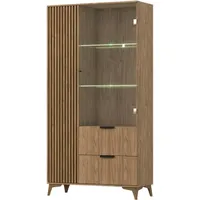 Moeblo Möblo Vitrine, Eiche Artisan, Holzwerkstoff, 2 Schubladen, 100x180x60