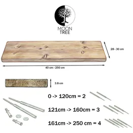 Moontree Wandregal 120 x 30 x 3,8 cm Dunkle Eichenoptik
