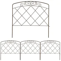 Relaxdays Beetzaun, 4 Zaunelemente, HxB je 60 x 62,5 cm, Garten Beeteinfassung zum Stecken, Metall, Vintage-Look, Bronze