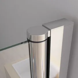MIQU Eck-Duschkabine mit Falttür rechts 90 x 90 cm Silber/Transparent ESG Glas