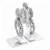 VidaXL Buchstützen 2 Stk. Silbern 10x10x22 cm Aluminium Zahnrad