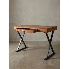 KADIMA DESIGN Schreibtisch 120x55x78 Sheesham Massivholz / Metall Schwarz, in Dunkelbraun-Schwarz Gr.: onesize