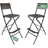 Lemodo Barhocker mit Lehne, Holz-Optik schwarz, klappbare Barstühle 2er Set, Küchenhocker