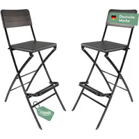 Lemodo Barhocker mit Lehne, Holz-Optik schwarz, klappbare Barstühle 2er Set, Küchenhocker