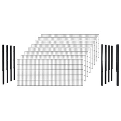 hadra Doppelstabmattenzaun, anthrazit, 8/6/8 mm, Komplett-Set à 20 m, inkl. Pfosten, Flacheisenleiste - schwarz