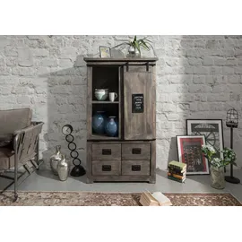 Massivmoebel24 Schrank Mango 90x45x150 grau lackiert RAILWAY 213