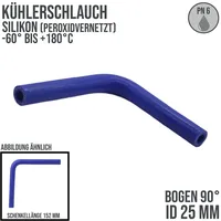 DeinSchlauch24 Silikon Kühlerschlauch Krümmer 90G, blau, 25x4mm, Schenkellänge: je